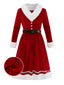 [Pré-vente] Robe de Noël en velours pelucheux et ceinture années 1950