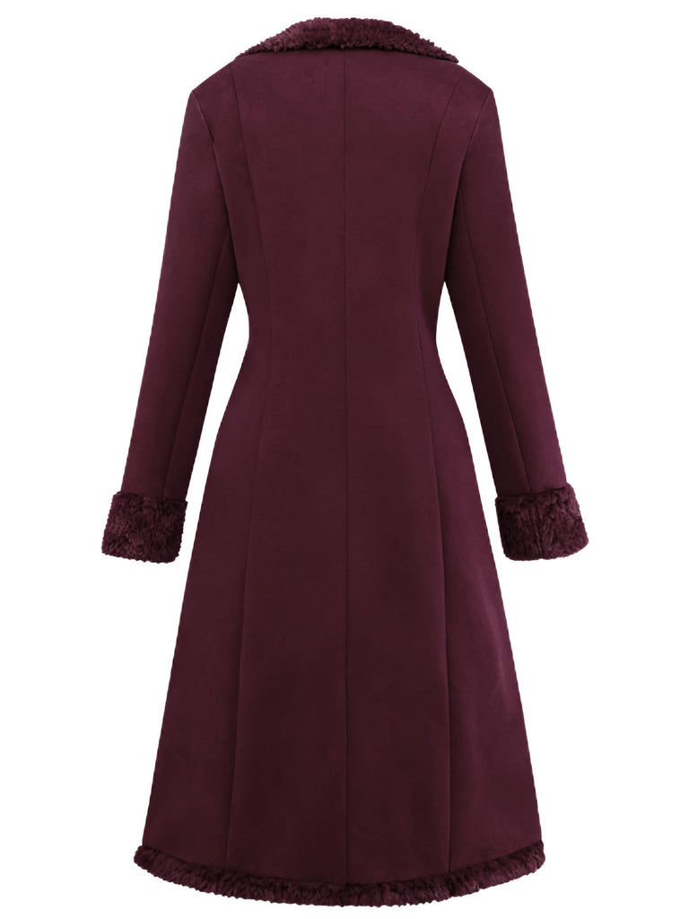 Manteau mi-long en suédine col revers uni des années 1930