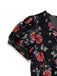 [Pré-vente] Robe en velours noire à col en V et roses années 1930