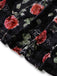 [Pré-vente] Robe en velours noire à col en V et roses années 1930