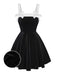 [Pré-vente] Robe noire en velours avec nœud années 50