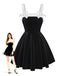 [Pré-vente] Robe noire en velours avec nœud années 50