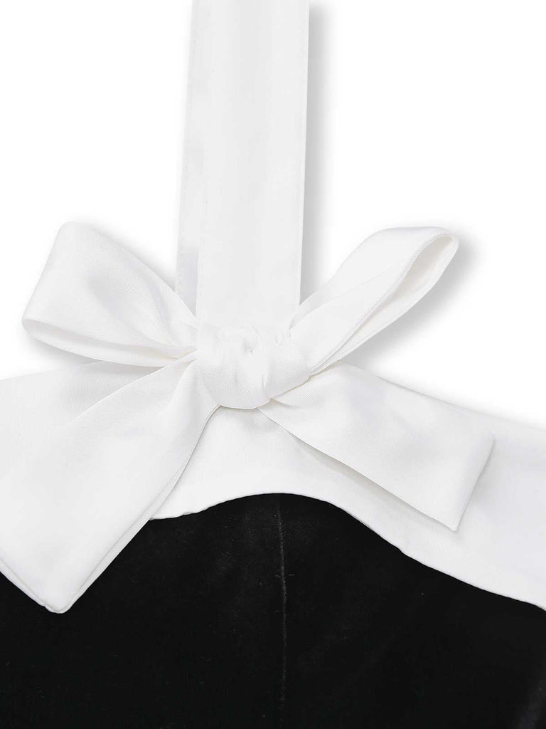 [Pré-vente] Robe noire en velours avec nœud années 50