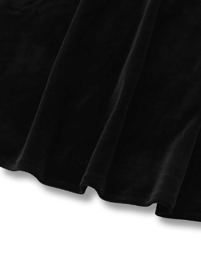 [Pré-vente] Robe noire en velours avec nœud années 50