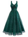 Robe verte en maille à paillette torsadés des années 1930