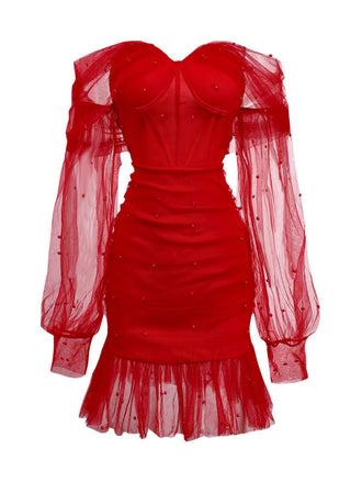 Robe en maille à encolure en cœur et épaules dénudées des années 1960