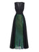 Robe verte en tulle à sequins décolleté col en V profond années 1930