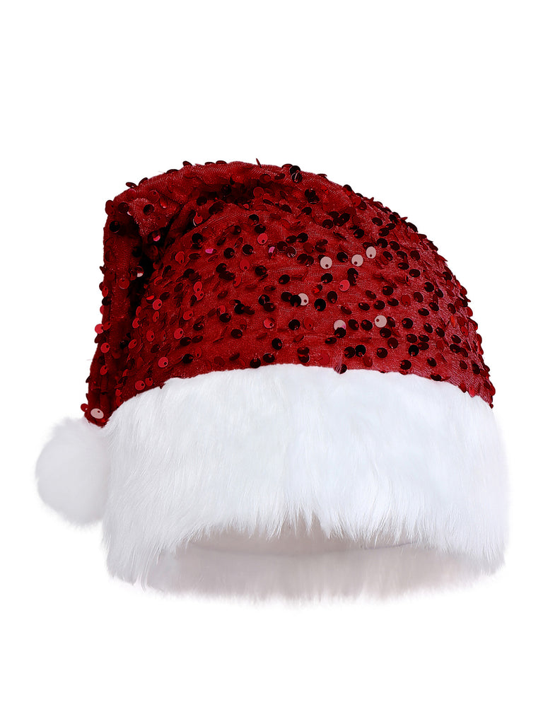 Robe bustier rouge à paillettes et fourrure des années 1960