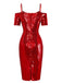 [Prévente] Robe crayon rouge à sequins et épaules dénudée années 1960
