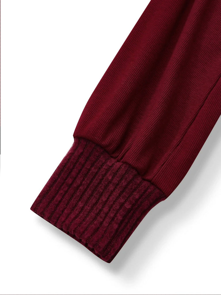 [Pré-vente] Robe rouge en tricots épaules dénudées manches lanternes et nœud années 1960