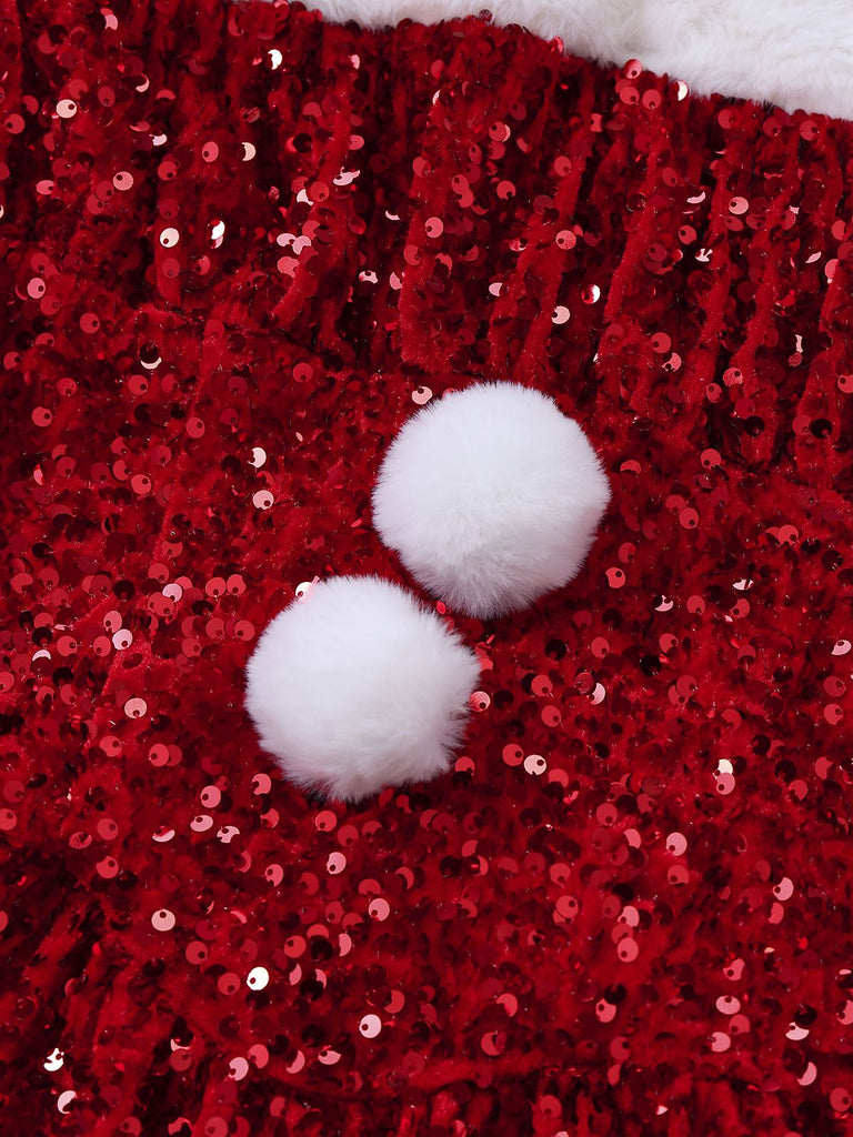 [Prévente] Robe rouge à nœud et sequins ourlet brut années 50