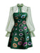 [Prévente] Robe verte manches en maille imprimé œil gothique Halloween années 1960