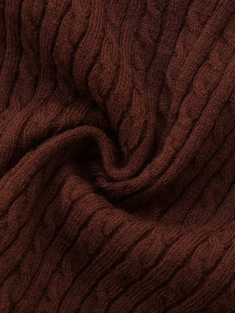 [Prévente] Gilet tricoté marron style faux chemisier 2 pièces années 1940