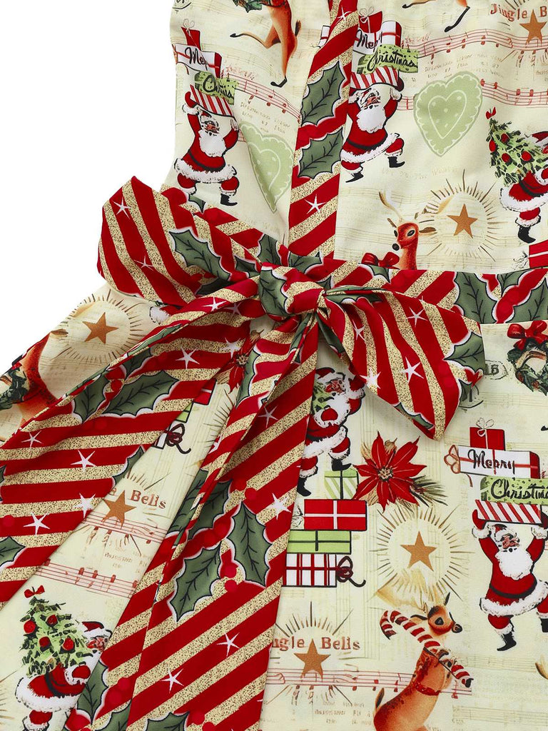 [Prévente] Robe bustier à nœud papillon et canne de Noël années 50