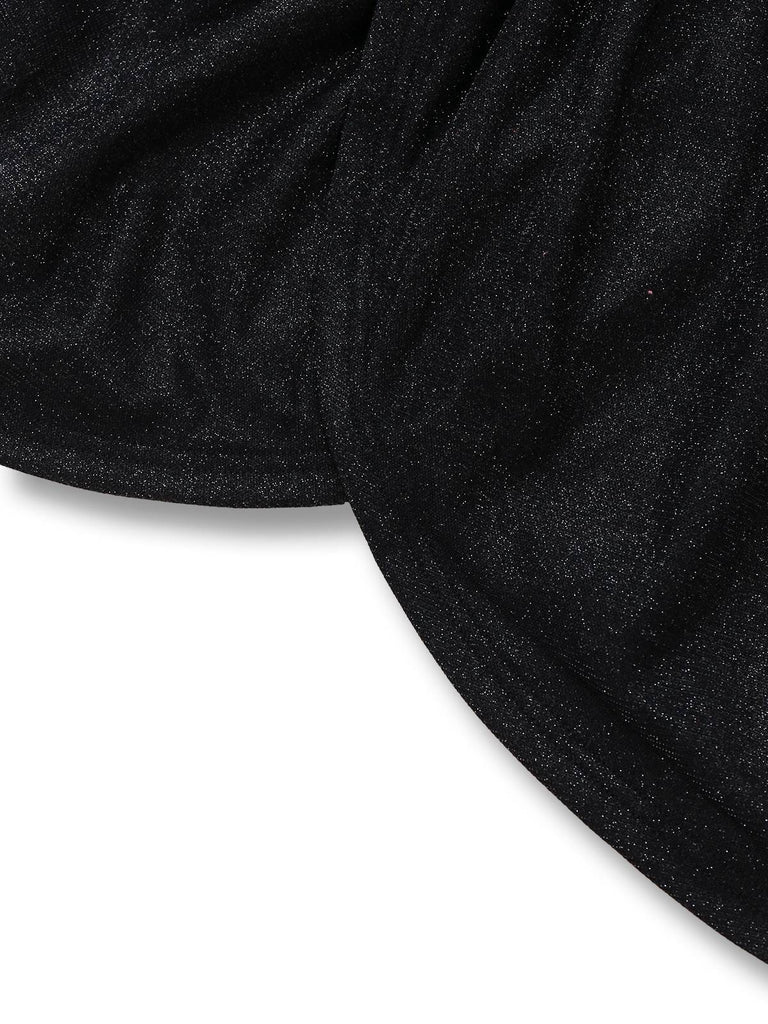 [Prévente] Robe bustier à paillettes et nœud froncée ourlet tulipe noire années 60