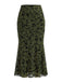 Jupe sirène maxi imprimé floral floqué années 1930