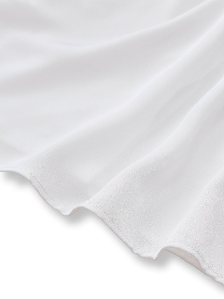 [Pré-vente] Chemisier blanc en satin à col noué des années 1940