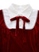 [Prévente] Robe rouge en velours en col chemise et nœud années 40