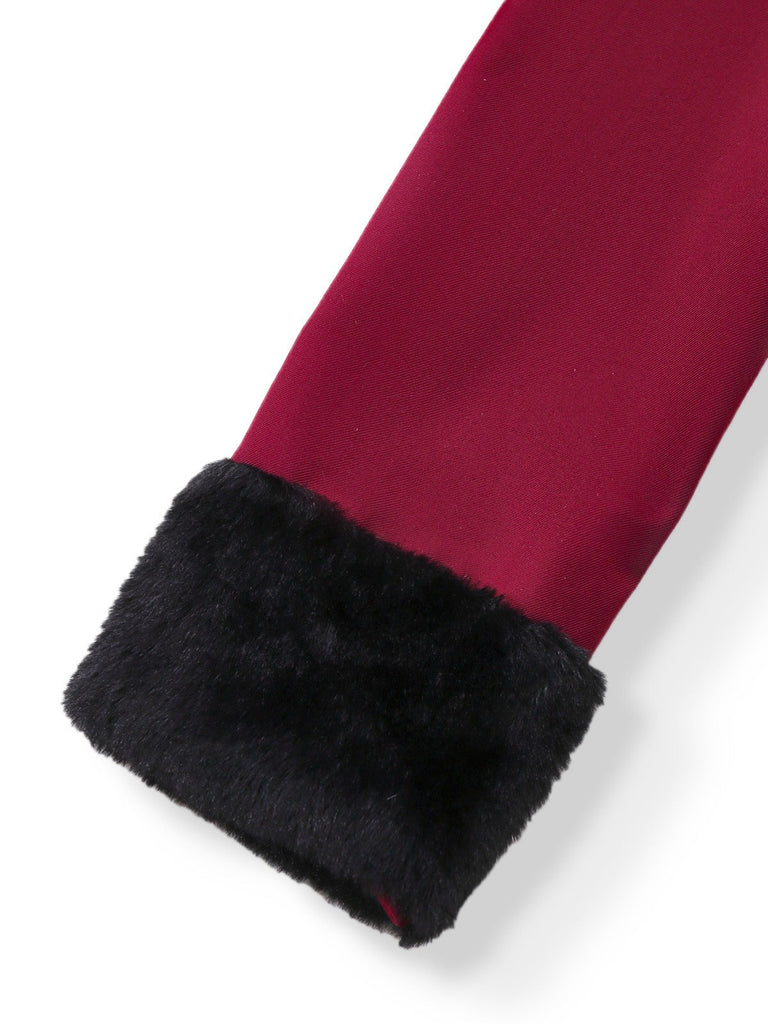 [Pré-vente] Trench-coat rouge à bordure en peluche et cape amovible des années 1950