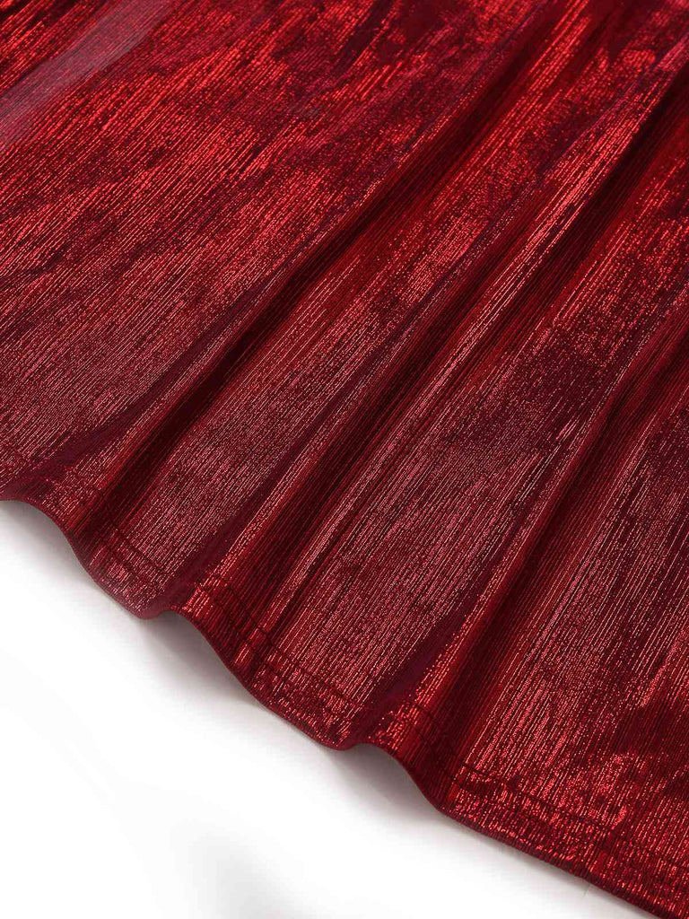 Robe longue scintillante rouge vin dos nu et torsadée années 1930