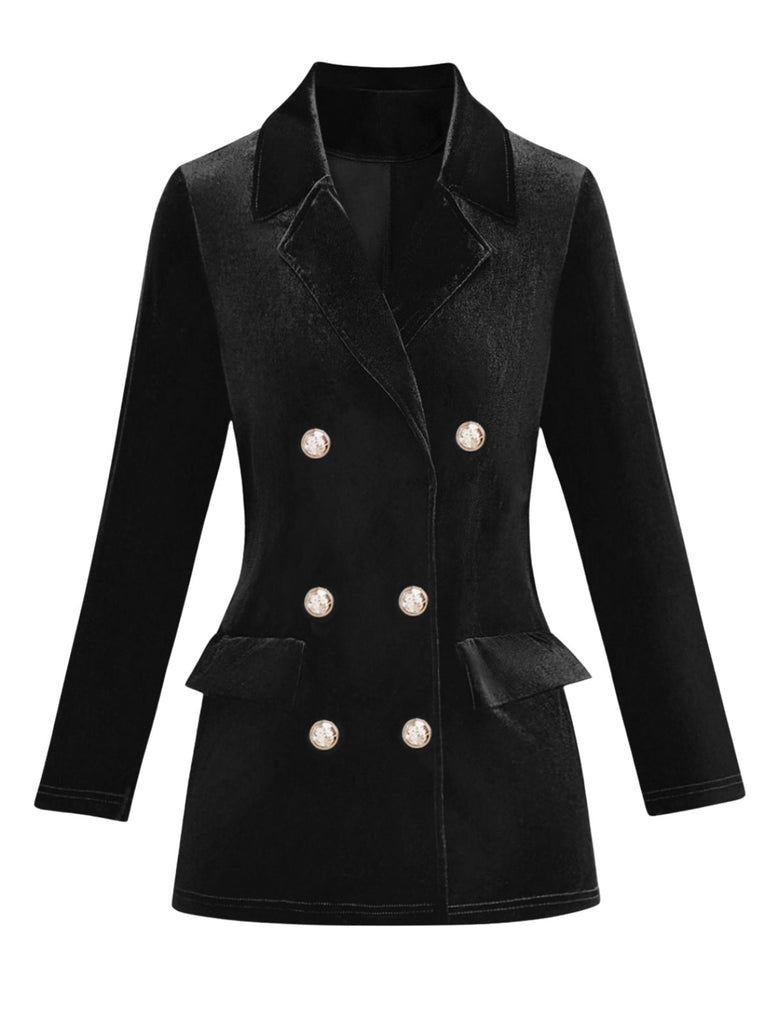 Blazer croisé en velours uni des années 1980