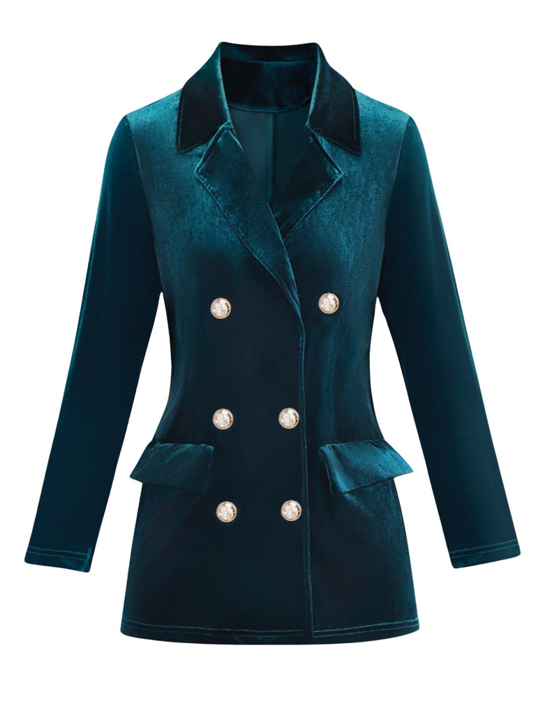 Blazer croisé en velours uni des années 1980