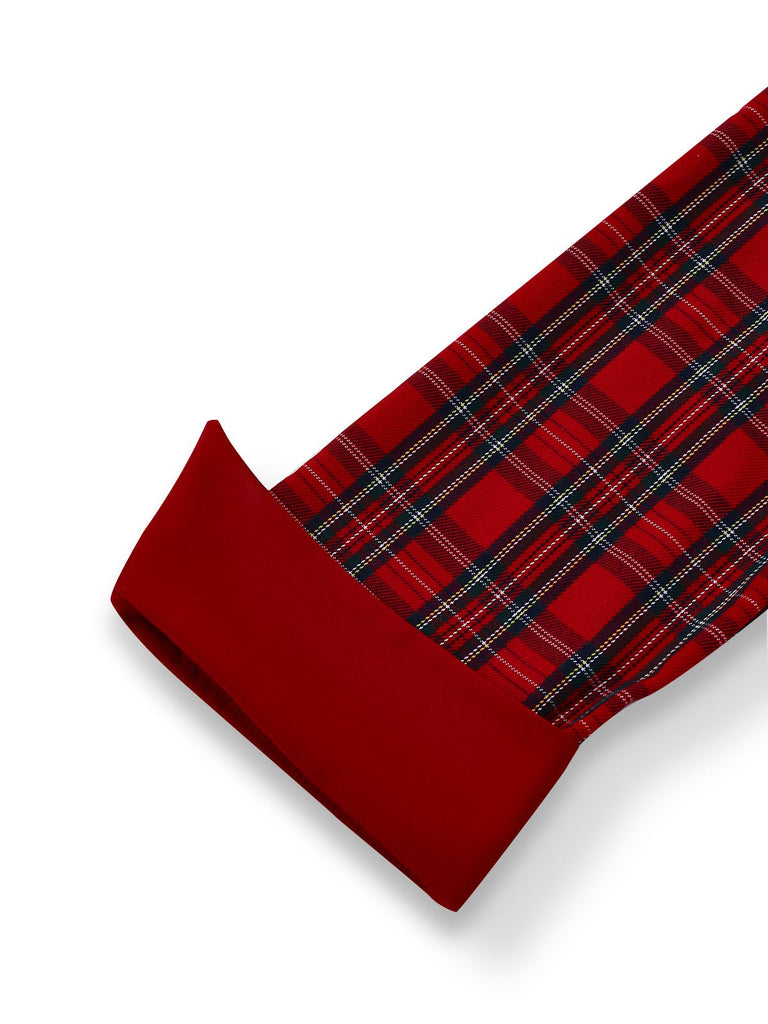 [Prévente] Robe sirène à carreaux rouges col trapèze revers années 1930