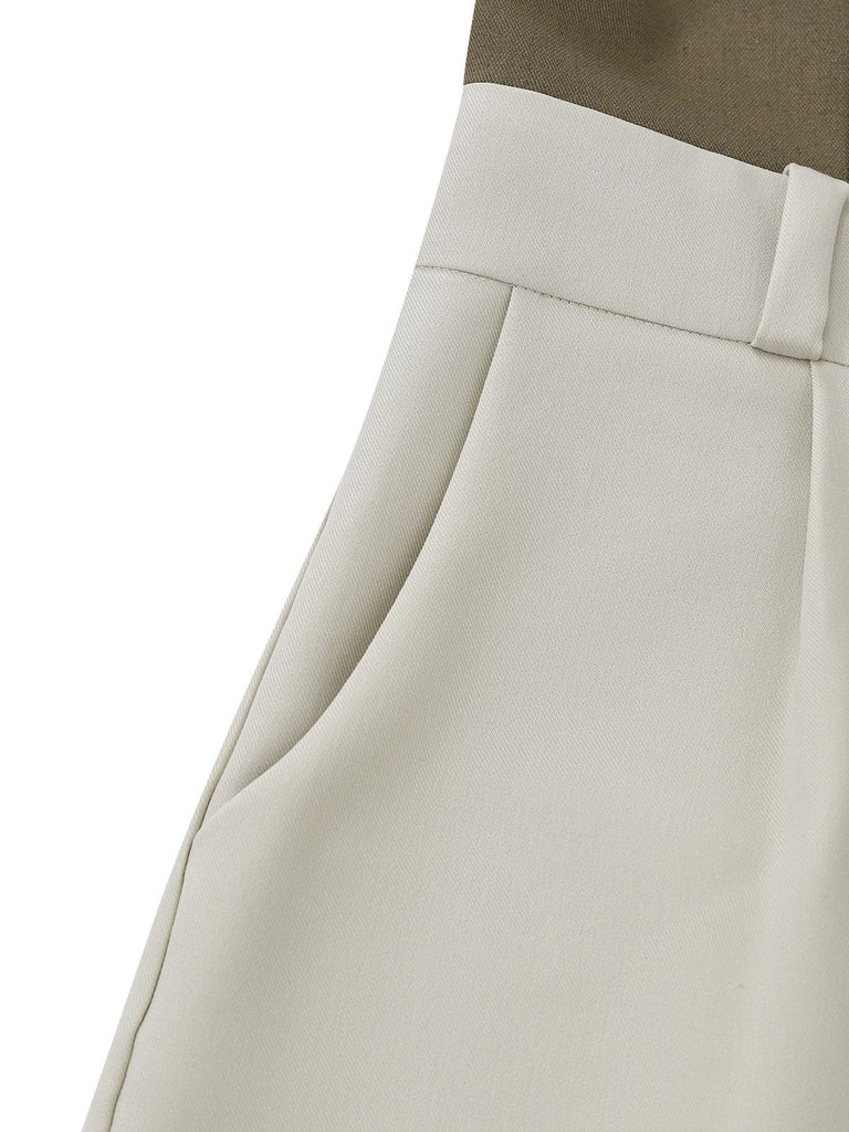 [Prévente] Combinaison pantalon vert olive à boutons col à pétales des années 50