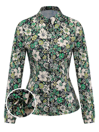 [Prévente] Chemise vert à fleurs psychédéliques des années 60