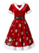 [Pré-vente] Robe rouge en velours brodée de flocons de neige du Père Noël années 1950