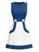 [Prévente] Robe Sans Manches Colorblock Mod Blanc & Bleu Années 1960