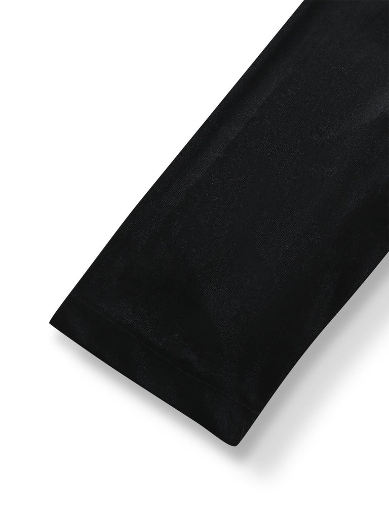 [Prévente] [Grande taille] Robe à paillettes en velours col en V noire des années 50