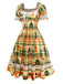 [Pré-vente] Robe patchwork multicolore en dentelle et tartan de Noël des années 1950