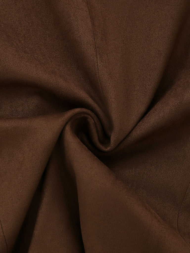 [Prévente] Veste à revers en fausse fourrure et daim marron foncé années 1960