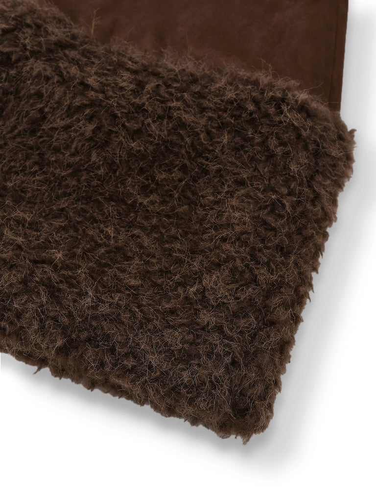 [Prévente] Jupe patchwork en fausse fourrure marron foncé des années 60