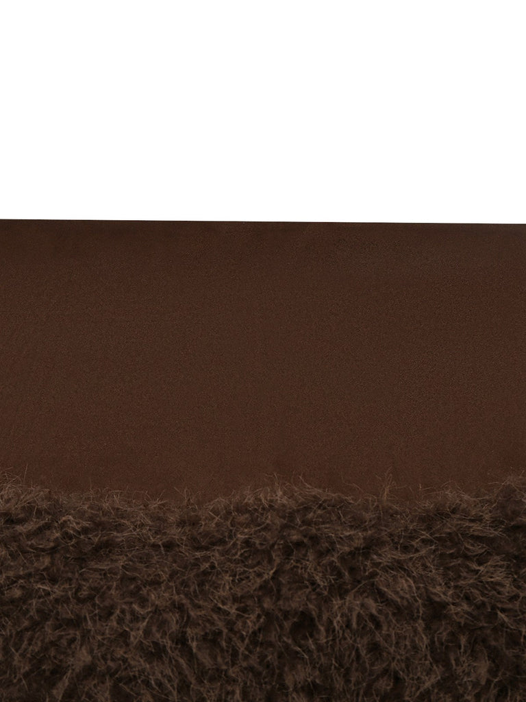 [Prévente] Jupe patchwork en fausse fourrure marron foncé des années 60