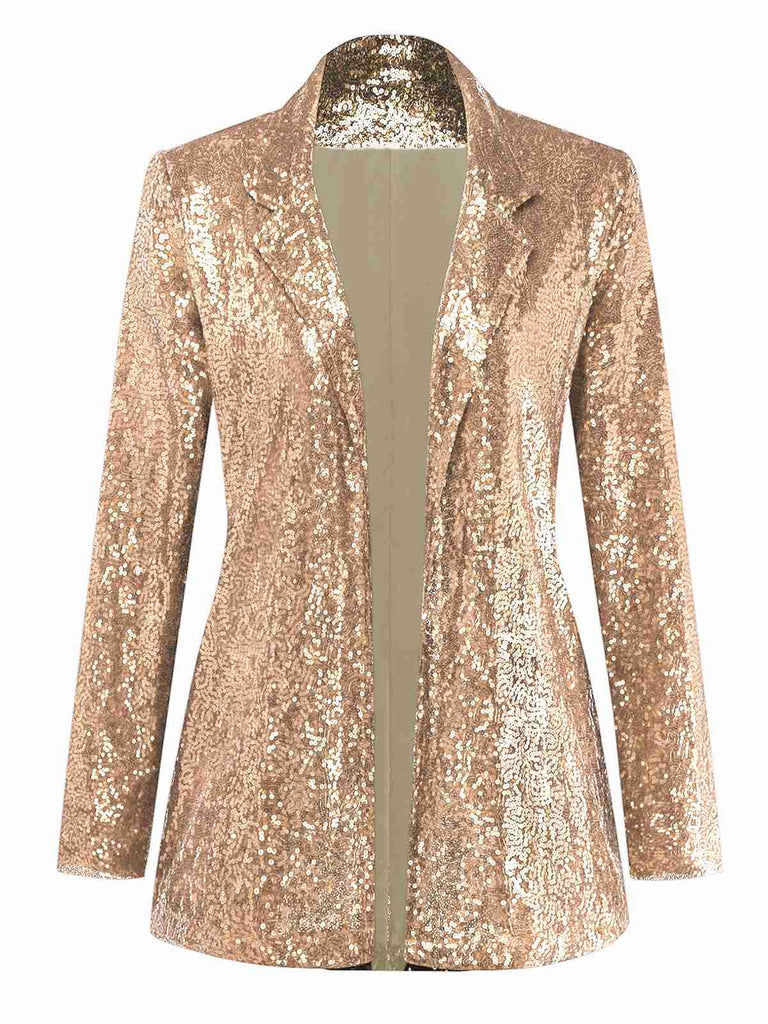 Veste blazer à paillettes col revers des années 1970