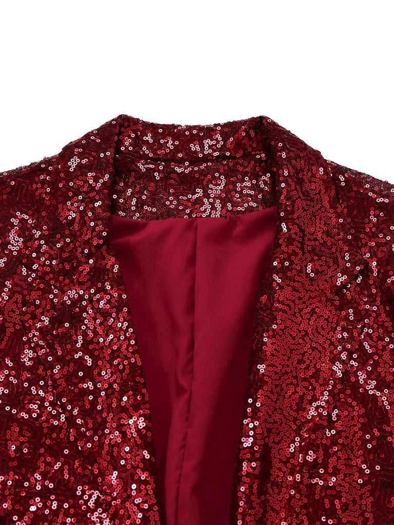 Veste blazer à paillettes col revers des années 1970