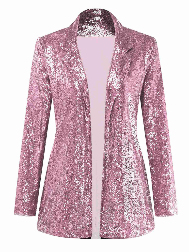 Veste blazer à paillettes col revers des années 1970