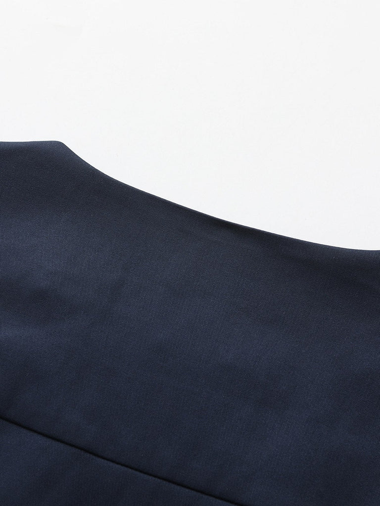 Trench-coat bleu à double boutonnage et col rond des années 1940