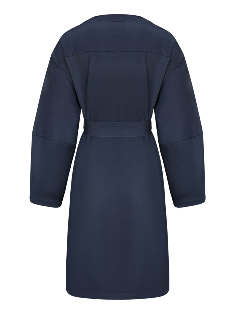 Trench-coat bleu à double boutonnage et col rond des années 1940