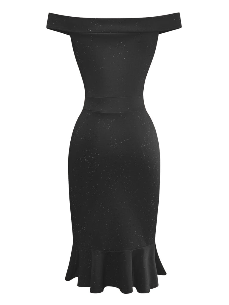 Robe sirène à épaules dénudées et paillettes des années 1930