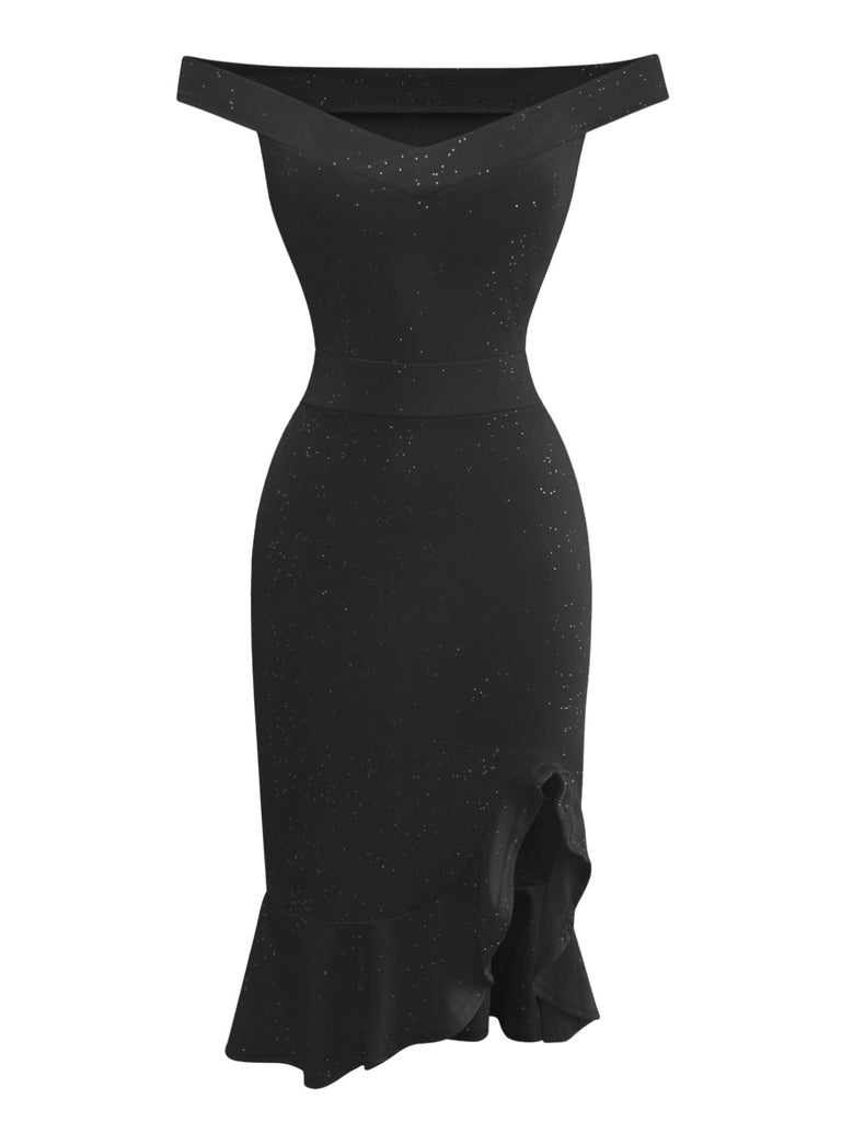 Robe sirène à épaules dénudées et paillettes des années 1930