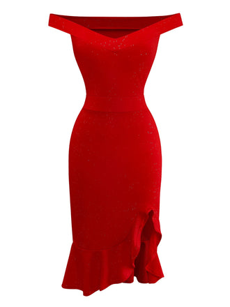 Robe sirène à épaules dénudées et paillettes des années 1930