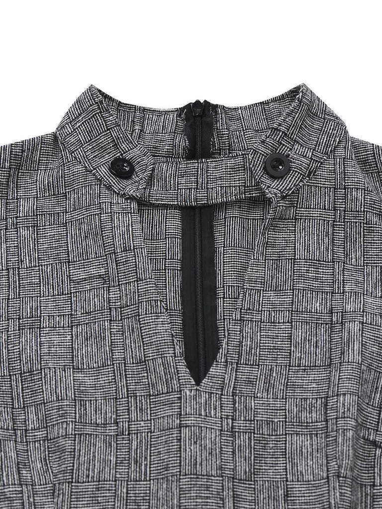 [Prévente] Robe crayon boutonnée à col montant et manches bouffantes des années 1960