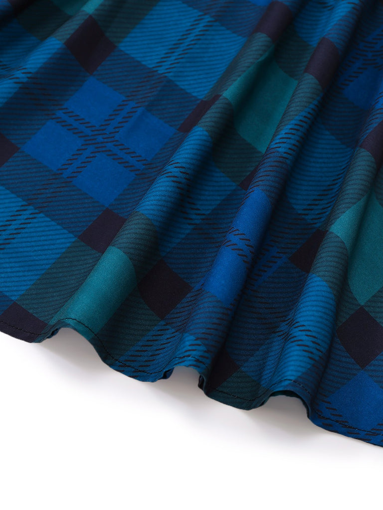 [Prévente] Robe patchwork carreaux vichy vert style col chemise années 50