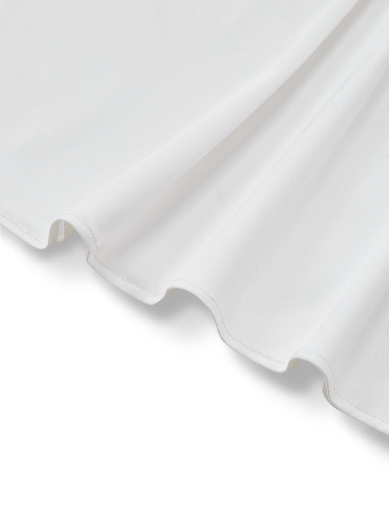 [Prévente] Robe blanche en satin froncée à lacets col bateau années 1930