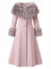 Manteau à col en fourrure multicouche crème années 1950