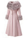 Manteau à col en fourrure multicouche crème années 1950