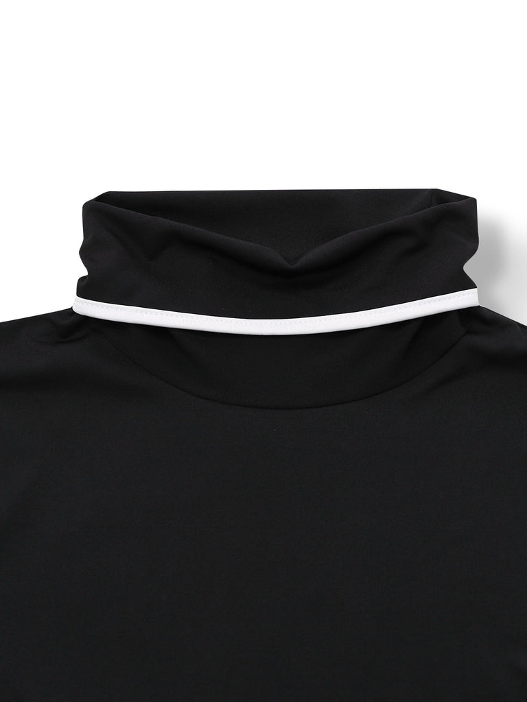 2PCS Haut tricoté noir col montant et pantalon à jambes larges des années 1930